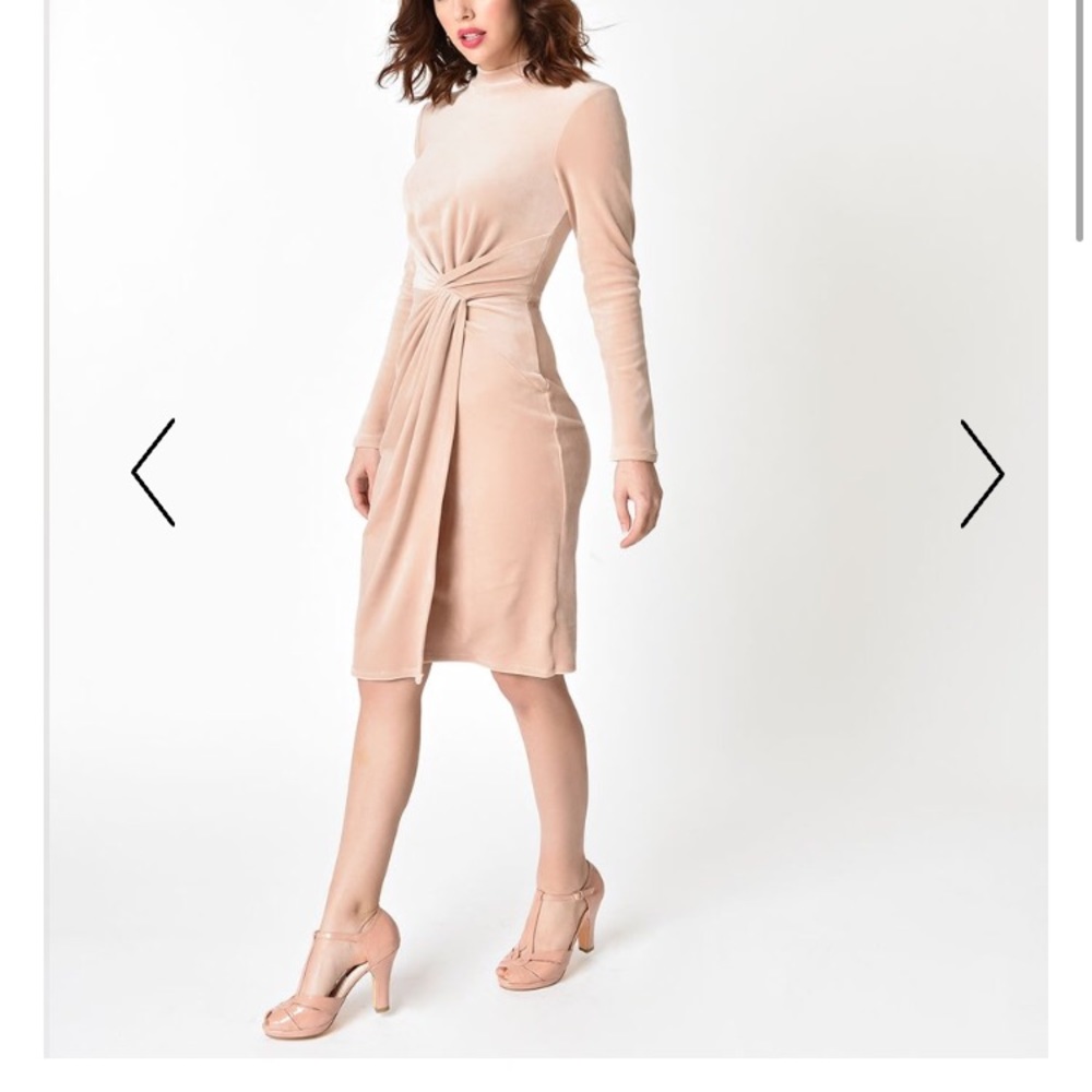 Unique Vintage Rose Velvet Wiggle Dress